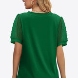 Swiss Dot Puff Sleeve V-Neck Tee (Various colors)