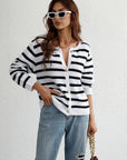 Striped Button Front Cardigan