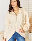 POL Zip Up High-Low Hem Hoodie