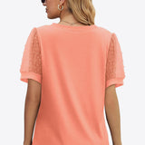Swiss Dot Puff Sleeve V-Neck Tee (Various colors)