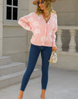 Floral Dropped Shoulder Button-Up Cardigan