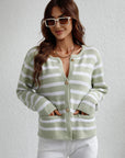 Striped Button Front Cardigan