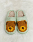 Melody Teddy Bear Print Plush Slide Slippers