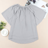 Gathered Detail Notched Neck Flutter Sleeve Top (Various colors)