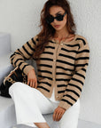 Striped Button Front Cardigan