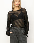 HYFVE Openwork Ribbed Long Sleeve Knit Top