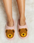 Melody Teddy Bear Print Plush Slide Slippers