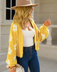 Floral Open Front Fuzzy Cardigan