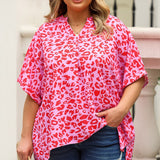 Floral Half Sleeve Top, Various Colors (Plus size only)