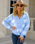 Floral Dropped Shoulder Button-Up Cardigan