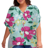 Floral Half Sleeve Top, Various Colors (Plus size only)