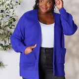 Waffle-Knit Open Front Cardigan, Zenana