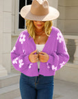 Floral Open Front Fuzzy Cardigan