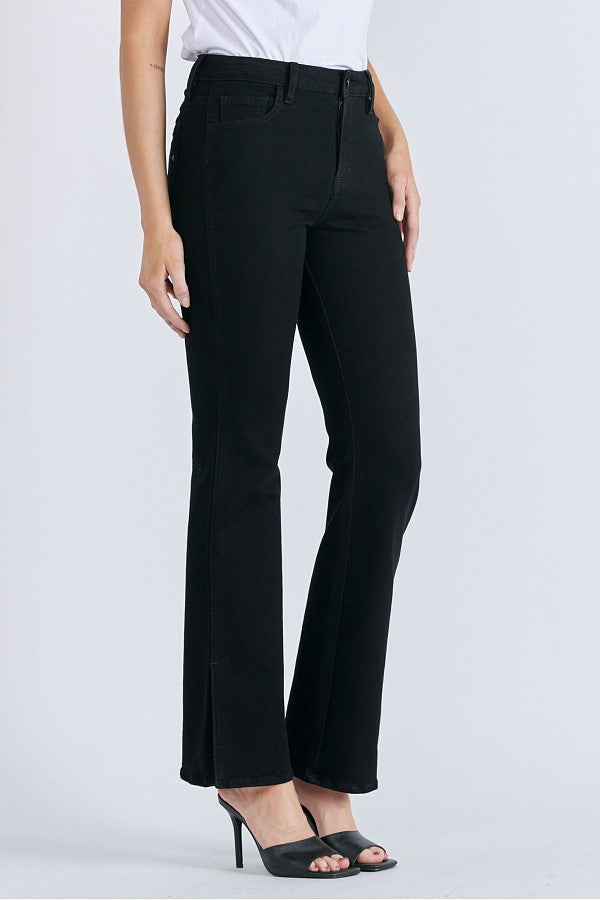 Side Slit Black Bootcut Jeans by Hidden