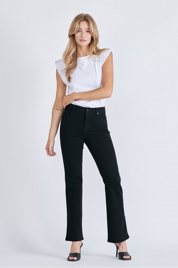 Side Slit Black Bootcut Jeans by Hidden