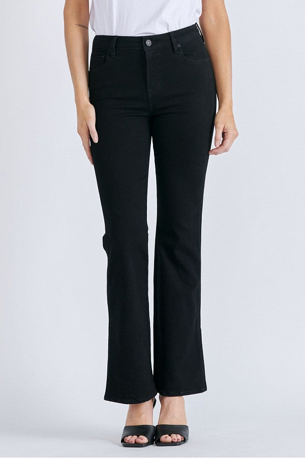 Side Slit Black Bootcut Jeans by Hidden